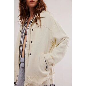 NEW WE THE FREE LOLA LINEN JACKET  WET PLASTER MEDIUM